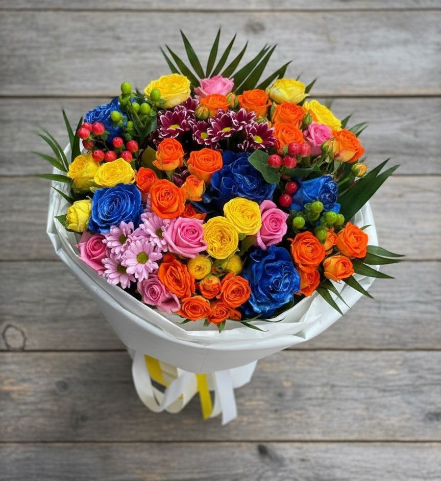 Букет цветов из: Розы и Хризантемы в Эльхотово