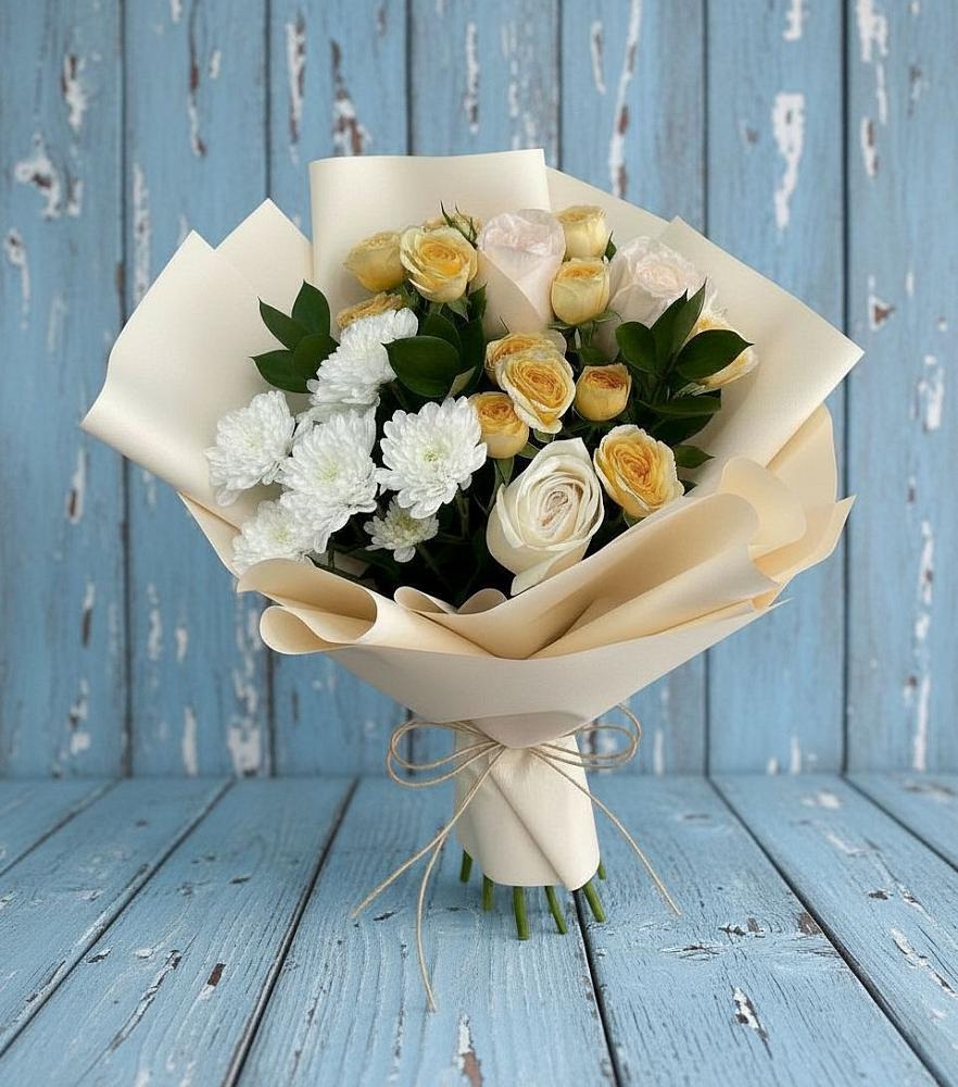 Букет цветов из: Розы и Хризантемы в Эльхотово
