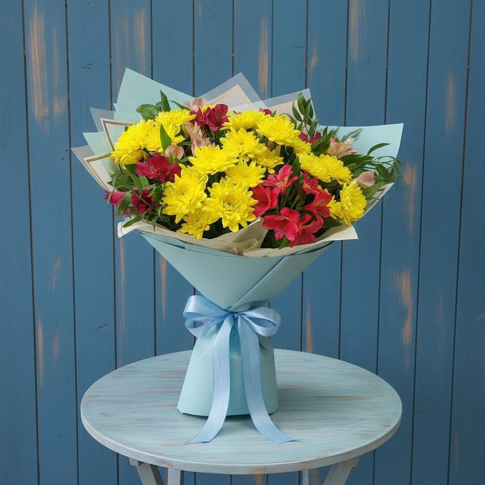 Букет цветов из: Альстромерии и Хризантемы в Эльхотово