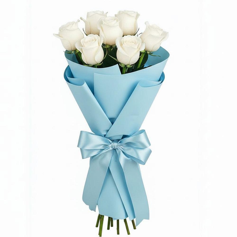Букет 7 белых роз Проуд в Эльхотово