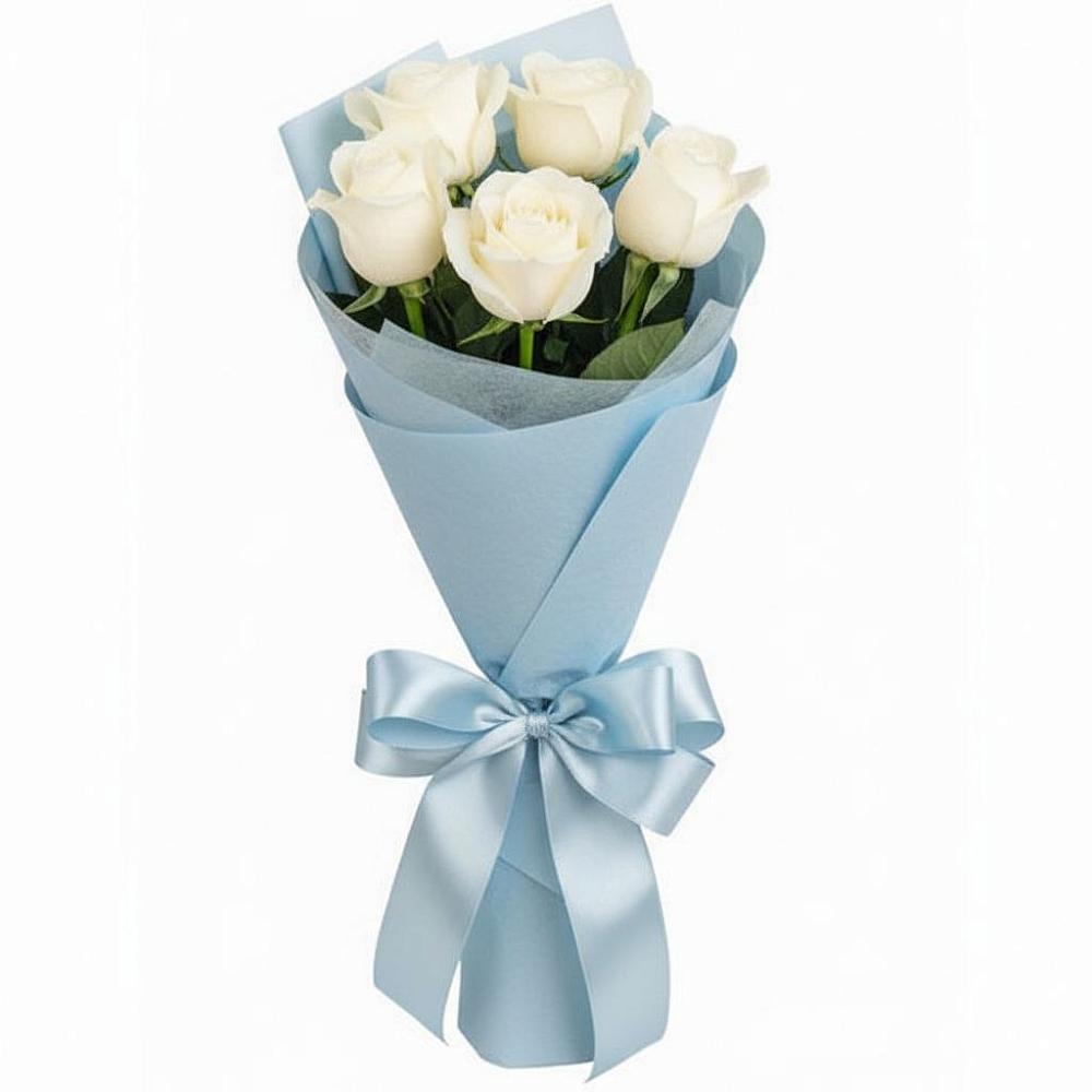Букет 5 Белых роз Проуд в Эльхотово