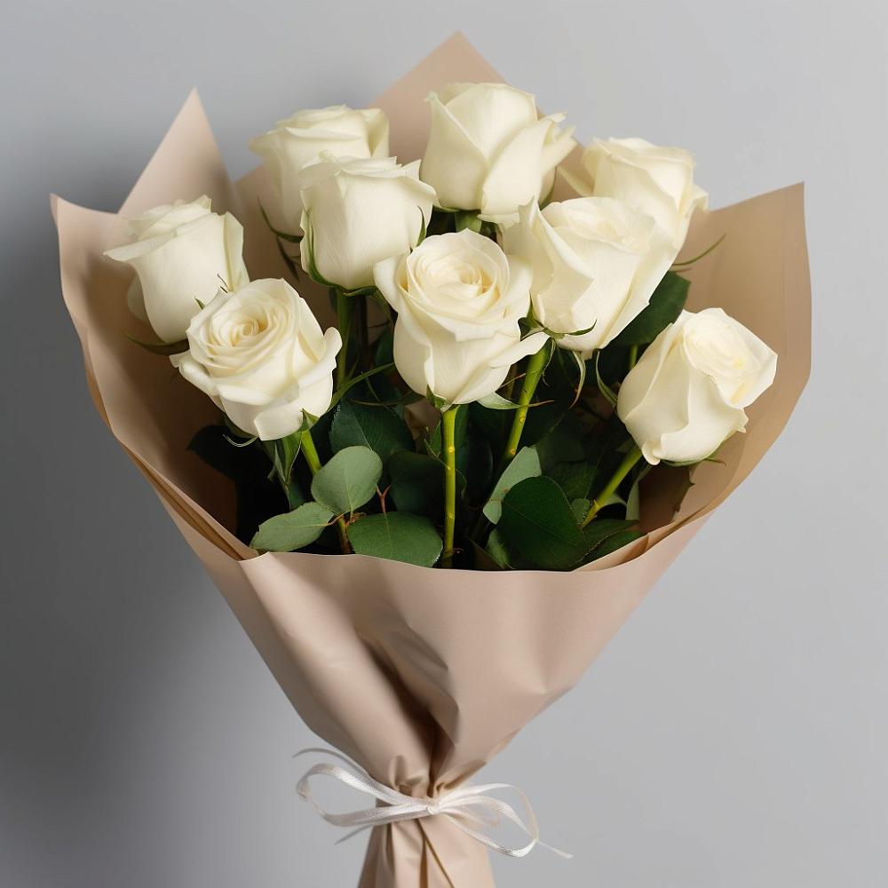 Букет 9 Белых роз Эдлесс Лав в Эльхотово