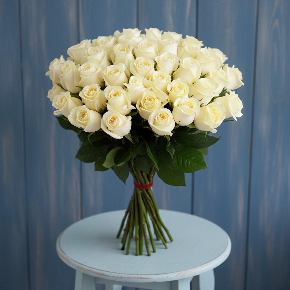 Букет 51 Белая роза Эдлесс Лав в Эльхотово