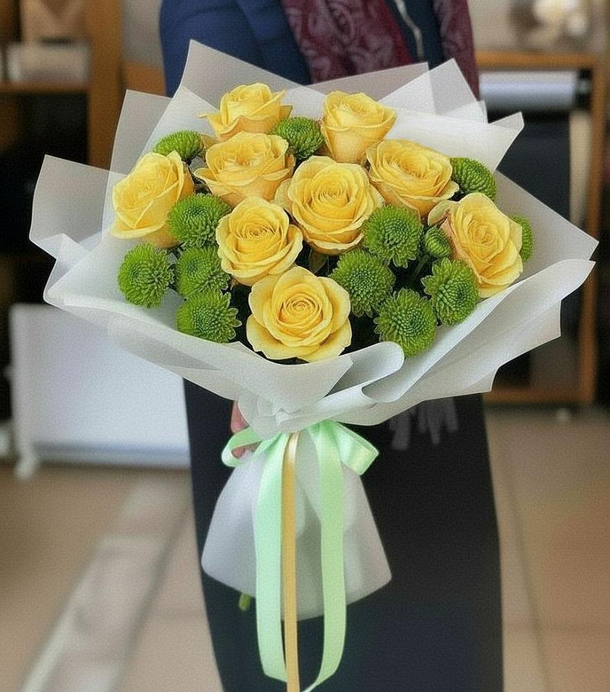 Букет цветов из: Хризантемы и Розы в Эльхотово