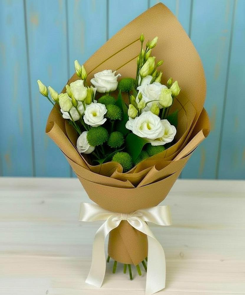 Букет цветов из: Хризантемы и Лизиантусы в Эльхотово