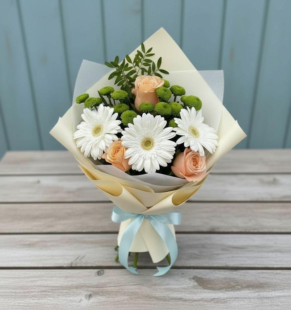 Букет цветов из: Герберы, Розы и Хризантемы в Эльхотово