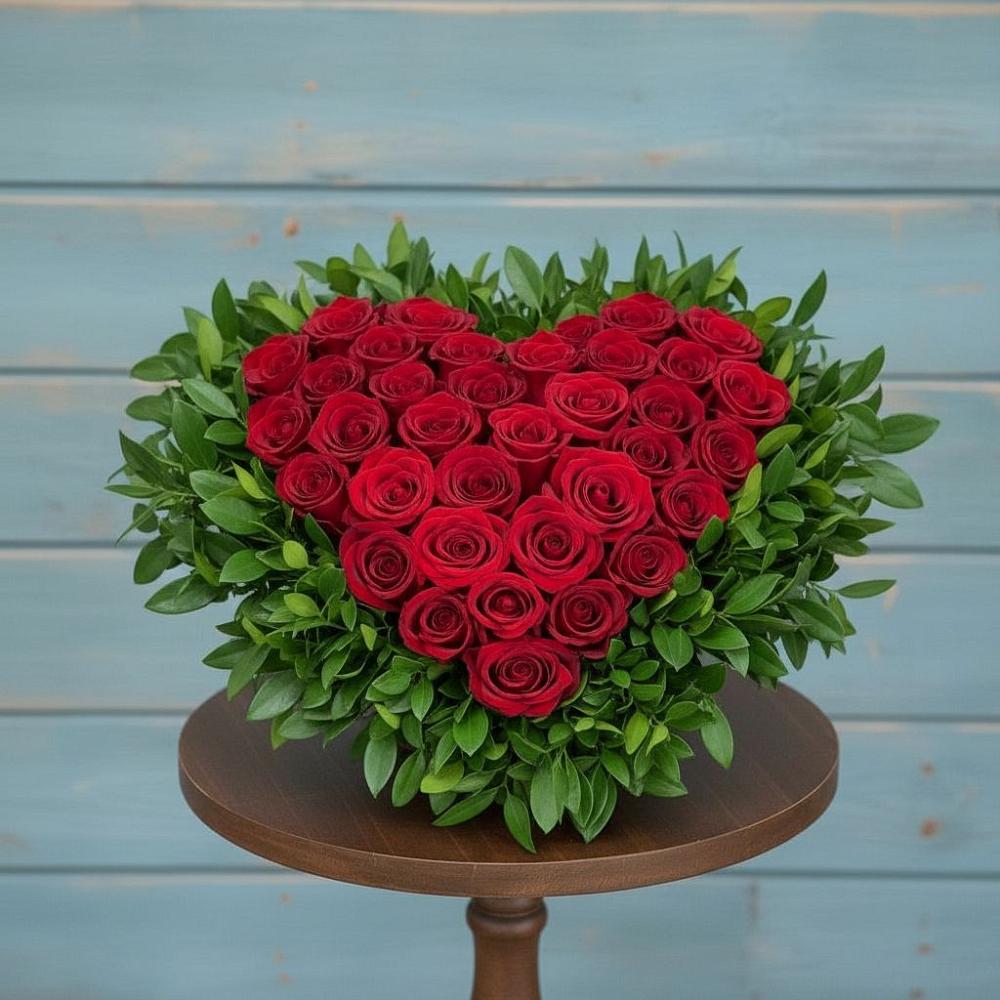 Цветочная композиция из Розы в виде сердца в Эльхотово