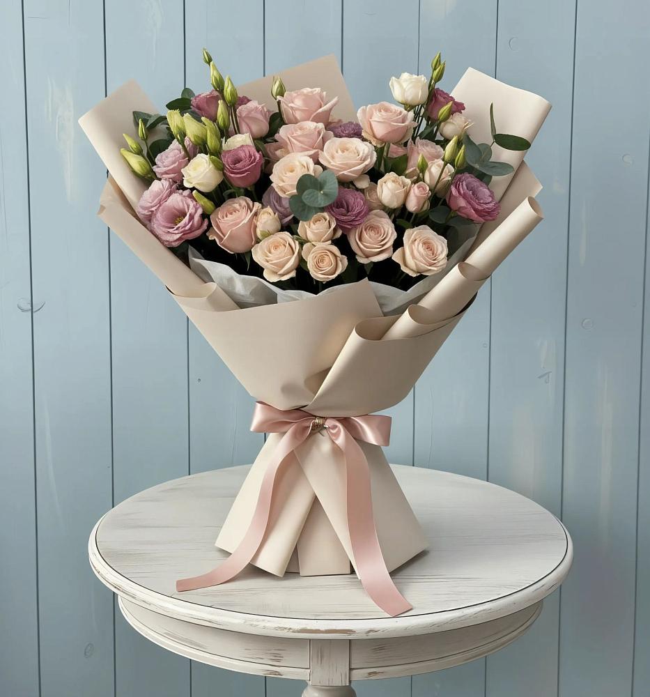 Букет цветов из: Розы и Лизиантусы в Эльхотово